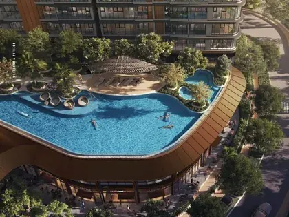 The pool on the podium deck at Eaton Park.