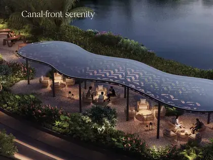Canal-front pavilion.